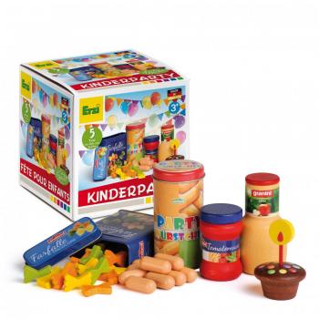 Erzi Große Partyspaß Sortierbox Kinderparty ideal zum feiern Einer Geburtstagsparty | Geburtstagsfeier | oder als Geschenk mit Hochwertigen Spielzeuglebensmittel aus Holz