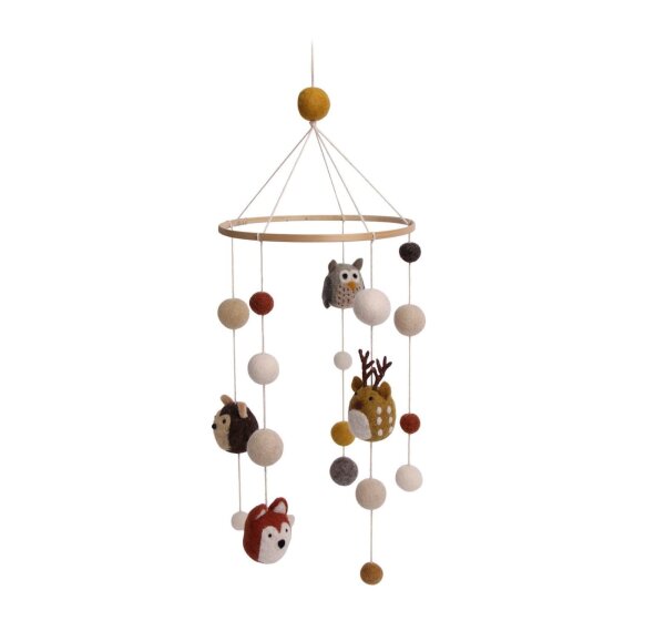 Gry & Sif Mobile Waldtiere – Handgefertigtes Filz-Mobile aus Wolle