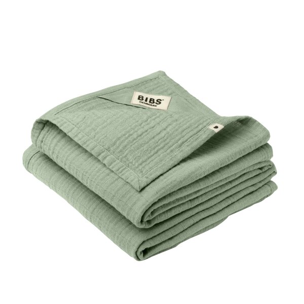 Bibs Muslin Cloth Mulltücher 2-Pack, 100% Bio-Baumwolle, 70x70 cm, Sage