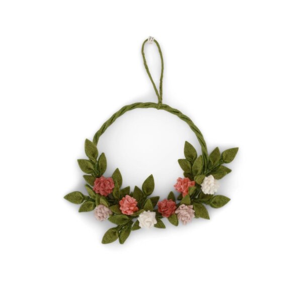 Gry & Sif Filzkranz, Kranz mit Artischoken, Türkranz, Wanddekoration, Filzdekoration, Handmade, Fairtrade