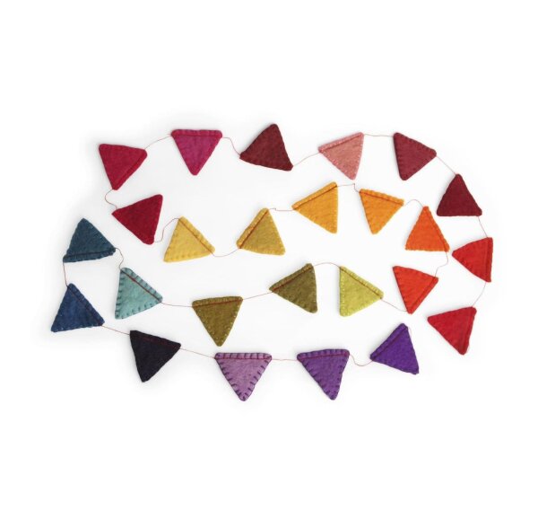 Gry & SIF handgemachte Wimpelgirlande aus Filz, ca. 1,9 m - Bunte Wimpelkette für Kinderzimmer, Boho-Deko, Kinderzimmer-Deko zum Aufhängen für Mädchen und Jungen, Kinderzimmer Wanddeko