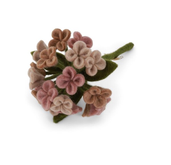 Gry & Sif  Stilvolles Design X Kunsthandwerker aus Nepal | Künstliche Hydrengeas aus Filz - Künstliche Blumen für Wohnzimmerdekoration | Blasse Rose