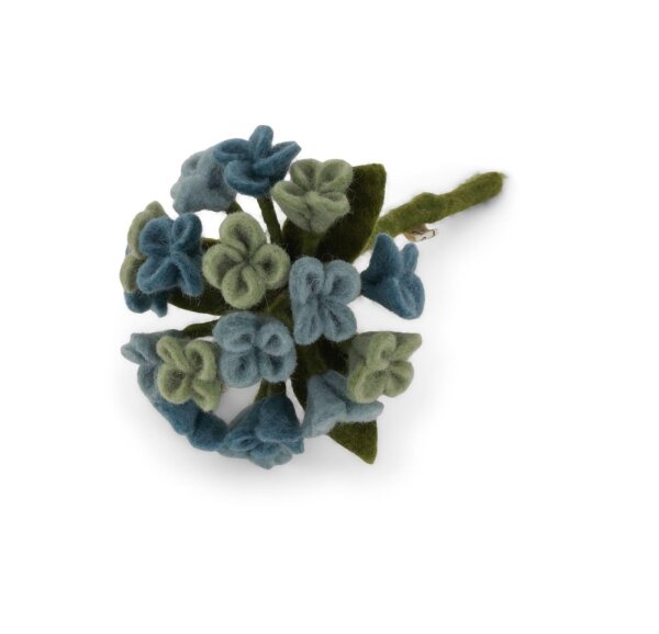 Gry & Sif  Stilvolles Design X Kunsthandwerker aus Nepal | Künstliche Hydrengeas aus Filz - Künstliche Blumen für Wohnzimmerdekoration | Hellblau