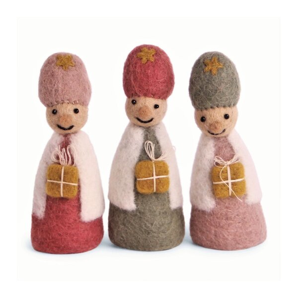 Gry & SIF Heilige DREI Könige, Krippenfiguren aus Filz, Hand-Made, fair-Trade, Kinderzimmerdeko, besondere Weihnachtskrippe, 10 cm groß