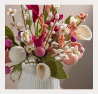 Gry & Sif Handgemacht & Fairtrade-Zertifiziert Stilvolles dänisches Design X Nepali Kunsthandwerker| Großes Grünes Blatt aus Filz - Künstliche Blumen für Wohnzimmer Dekoration | Grün | Set of 3
