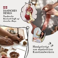 Handgemacht & Fairtrade-Zertifiziert | Gry & Sif | Stilvolles dänisches Design x Nepali Kunsthandwerker | Anhänger - Mini-Vögel aus Filz für Wohnzimmer-Dekoration | Hellblau/Gelb | 3er-Set
