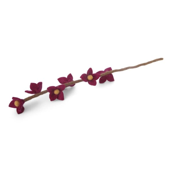 Én Gry & Sif handgefilzte Filzblumen einzelne Orchideen/Blütenzweige - Blumen aus Filz - Fair Trade handgemacht (Orchidee (kirschrot))