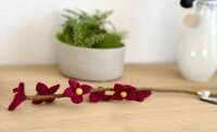 Én Gry & Sif handgefilzte Filzblumen einzelne Orchideen/Blütenzweige - Blumen aus Filz - Fair Trade handgemacht (Orchidee (kirschrot))