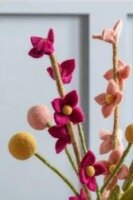 Én Gry & Sif handgefilzte Filzblumen einzelne Orchideen/Blütenzweige - Blumen aus Filz - Fair Trade handgemacht (Orchidee (kirschrot))