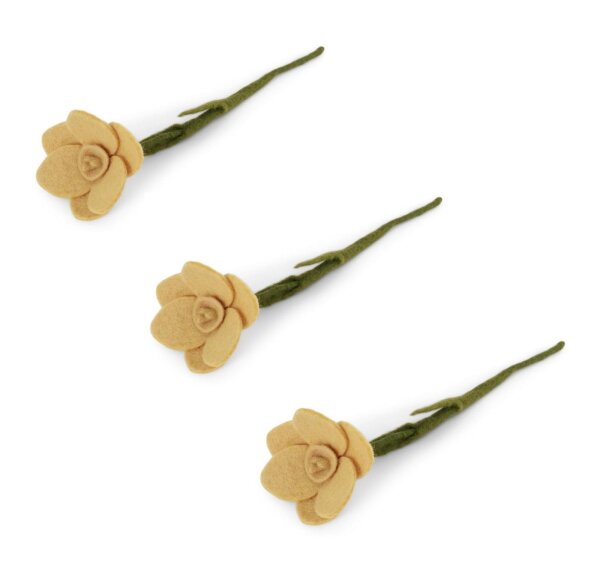 Gry & Sif Handgemacht & Fairtrade-Zertifiziert Stilvolles dänisches Design x Nepali Kunsthandwerker | Narzissenblume Gelb – Groß – Set mit 3 Stück | Oster-deko