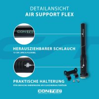 CONTEC Minipumpe Air Support Flex, 21 cm, aus Aluminium und Kunststoff, 7 bar/100 psi, für alle Ventile, inkl. Halterung, 1 Stück, schwarz/sage Green