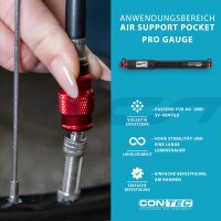 CONTEC Fahrrad-Minipumpe Air Support Pocket Pro Gauge, Aluminium, Für AV/SV Ventile, Bis 8,3 bar, Robust, Kompakt, Integriertes Manometer, Schwarz